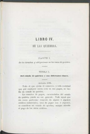Título I. - Del estado de quiebra y sus diferentes clases.