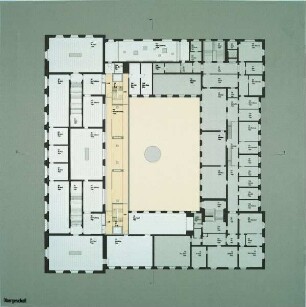 Entwurf zur Erweiterung des Ernst-von-Hülsen-Hauses (1. Preis des Architektenwettbewerbs, Nr. 27) — Grundriß Obergeschoß