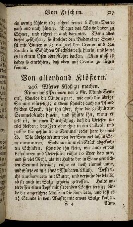Von allerhand Klößern. - Von allerhand Mehl-Speisen.