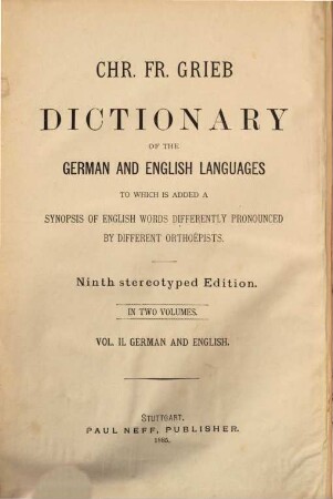 Englisch-deutsches und deutsch-englisches Wörterbuch, 2. Deutsch-Englisch