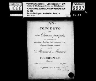 Krommer, F., (Zwei) Concerto pour deux Clarinettes principales (F-dur, F-dur), Œuvre 35 und Œuvre 91, Offenbach, André.