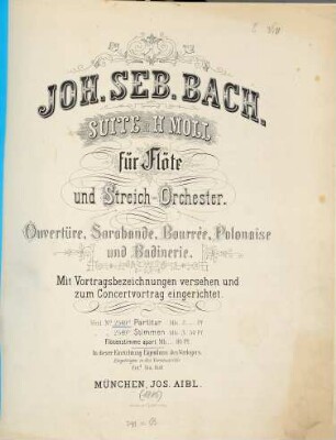 Suite in H-Moll : für Flöte u. Streich-Orch.