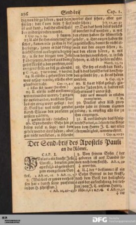 Der Send-brif des Apostels Pauli an die Römer.
