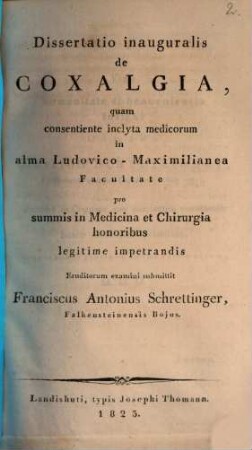 Dissertatio inauguralis de coxalgia