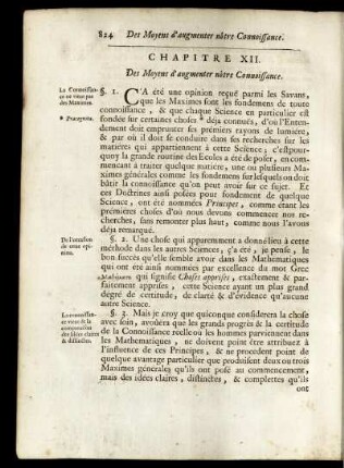 Chapitre XII. Des Moyens d' augmenter nôtre Connoissance