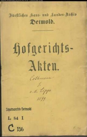 Cothmann, Franz gegen Bernd von der Lippe - Schuldforderung