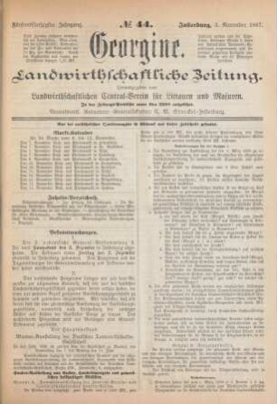 Fünfundfünfzigster Jahrgang. No. 44. Insterburg, 3. November 1887.