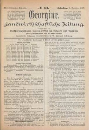 Fünfundfünfzigster Jahrgang. No. 44. Insterburg, 3. November 1887.