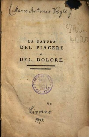 La natura del piacere e del dolore