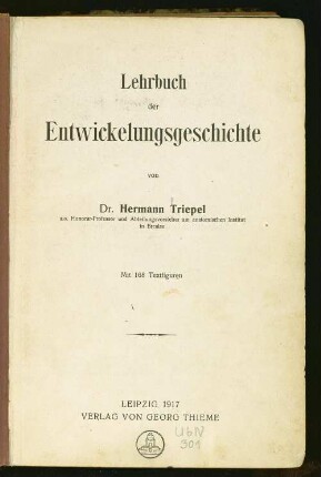 Lehrbuch der Entwickelungsgeschichte : mit 168 Textfiguren