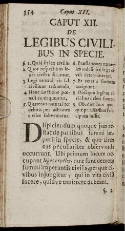 Caput XII. De Legibus Civilibus In Specie.