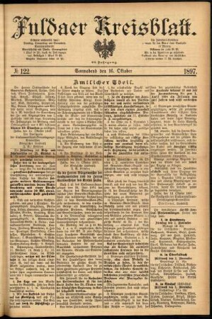 Erste Ausgabe vom Samstag, den 16. Oktober 1897.