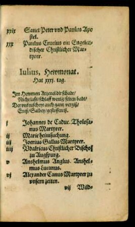 Iulius, Hewmonat. Hat xxxi. tag.