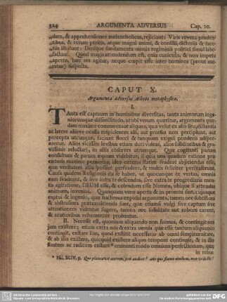 Caput X. Argumenta adversus Atheos metaphysica