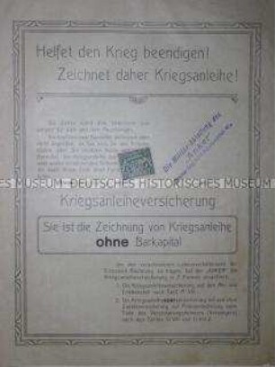 Informationsschrift zur Kriegsanleiheversicherung