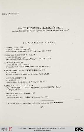 16: Prace Ludomira Sleńdzińskiego : katalog, bibliografia, wykaz wystaw, w których Artysta brał udział