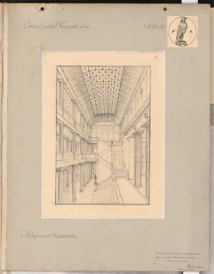 Kriegsakademie Schinkelwettbewerb 1911: Blick in das Treppenhaus. Perspektivische Ansicht