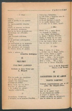 Fru-fru : Fox-trot canción. Grabado en disco Victor por A. Magaldi