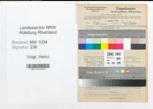 Entnazifizierung Heinz Voigt , geb. 10.02.1913 (Feldwebel)