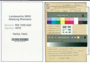 Entnazifizierung Hans Harlos , geb. 12.02.1890 ()