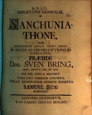 Diss. grad. de Sanchuniathone