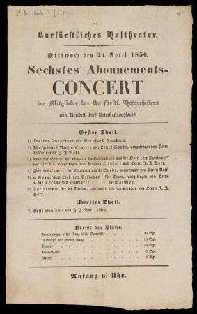 Abonnements-Concert 24. April 1850