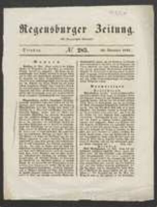 Sitzungsbericht [in Regensburger Zeitung, Nr.285, S.[1]]