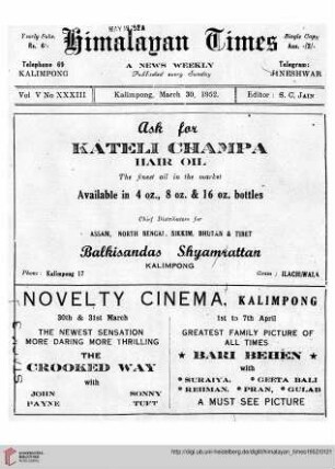 No. XXXIII (30 March 1952)