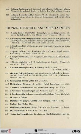 Bronze-Leuchter u. and. Metallarbeiten (Nr. 241-269)