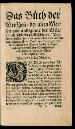 Vorrede dises Buchs.