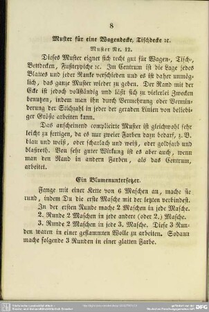 Muster für eine Wagendecke, Tischdecke etc. Muster Nr. 12