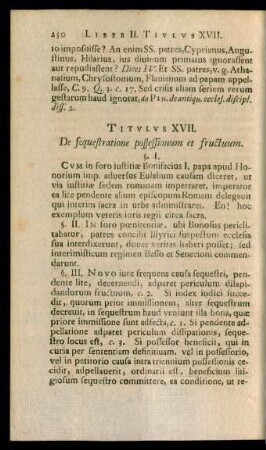 Titulus XVII. De sequestratione possessionum et fructuum.
