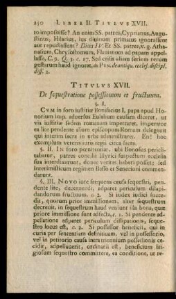 Titulus XVII. De sequestratione possessionum et fructuum.