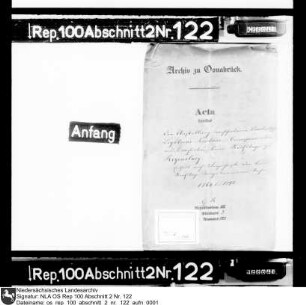 Anstellung verschiedener Osnabrücker Legations-Sekretäre, Korrespondenten und Kanzlisten beim Reichstag zu Regensburg