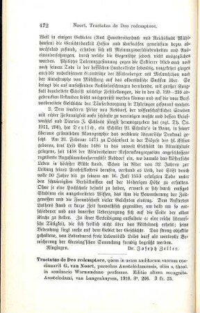 472-473 [Rezension] Noort, G. van, Tractatus de deo redemptore