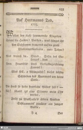 Auf Hartmanns Tod. 1775.