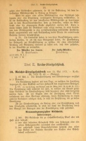 Titel II. Reichs-Strafgesetzbuch