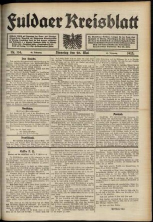 Ausgabe vom Dienstag, den 20. Mai 1913.