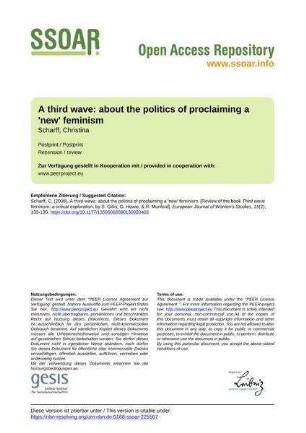 A third wave: about the politics of proclaiming a 'new' feminism