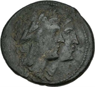 Triens aus Rhegion (Kalabrien) mit Darstellung des Apollon und der Artemis