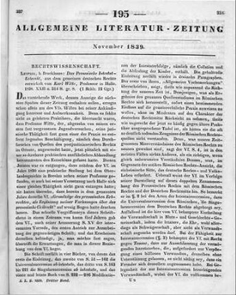 Witte, K.: Das Preußische Intestat Erbrecht aus dem gemeinen deutschen Rechte entwickelt. Leipzig: Brockhaus 1838