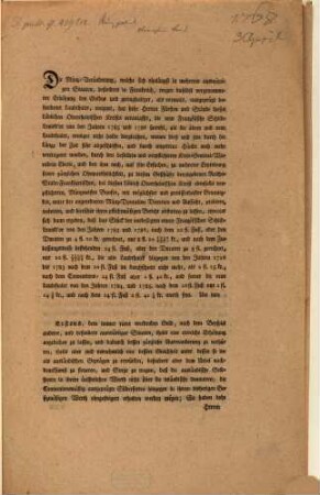 Münz-Patent des Ober-Rheinischen Kreises : dd. Frankfurt a. M. d. 3. Apr. 1768