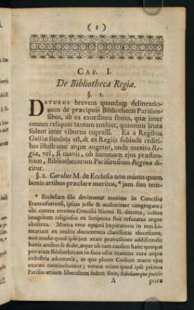 1-50, Cap. I. De Bibliotheca Regia