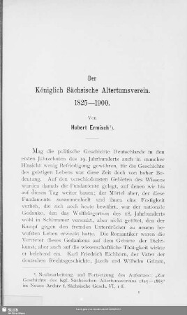 Der Königlich Sächsische Altertumsverein : 1825-1900