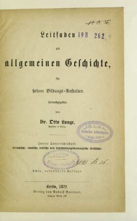 Unterrichtsstufe 2: Griechische, römische, deutsche und brandenburgisch-preußische Geschichte