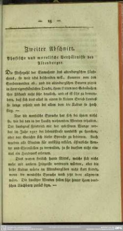 Zweiter Abschnitt. Physische und moralische Verhältnisse der Altenburger