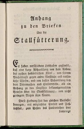 Anhang zu den Briefen über die Stallfütterung.