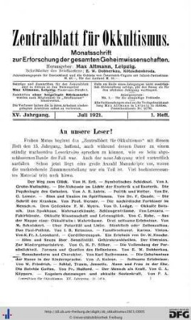 1. Heft (Jul. 1921)