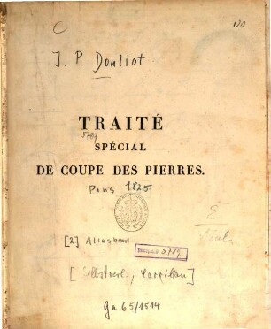 Traité spécial de coupe des pierres, [2]. Atlasband
