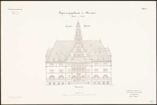 Regierungsgebäude, Minden: Aufriss Nordansicht 1:100